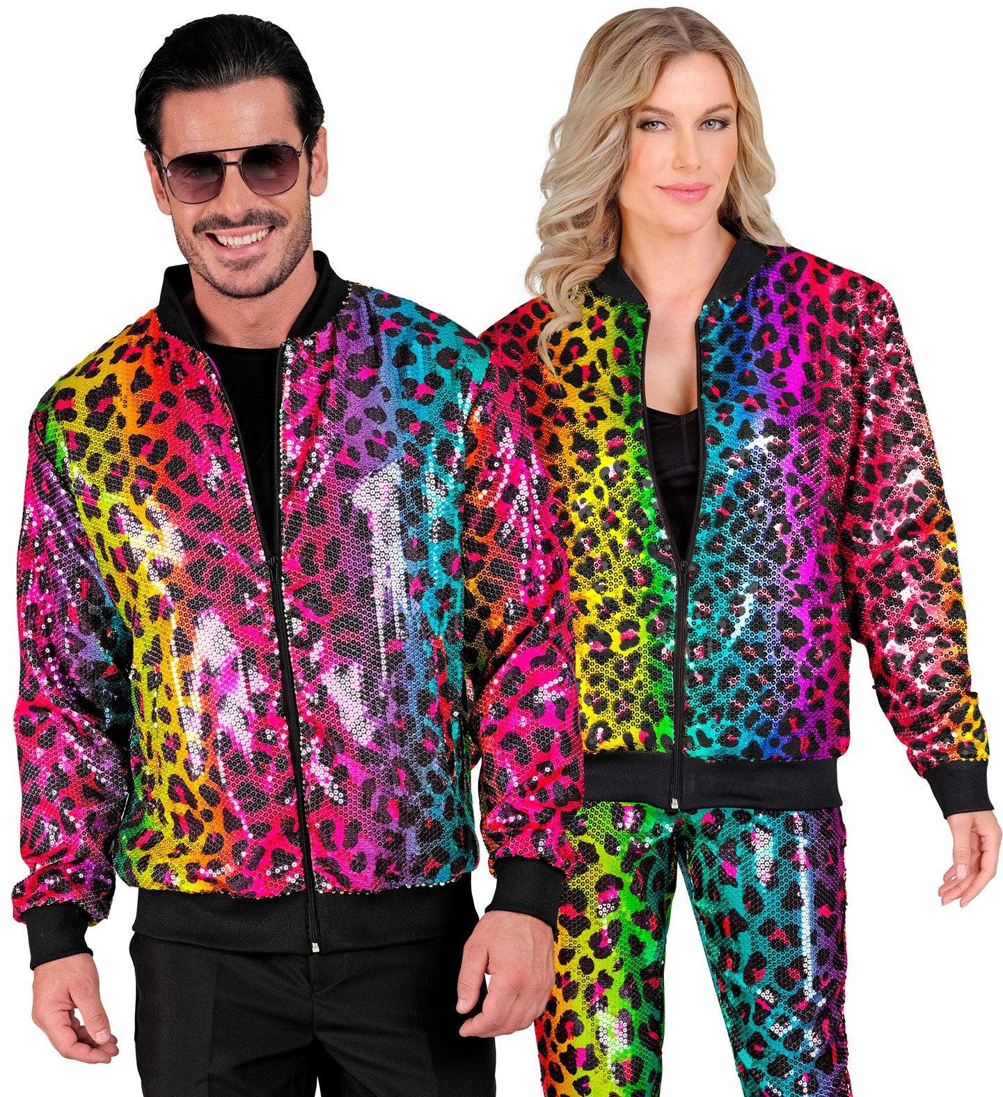 Chaqueta Bomber de Leopardo Arcoíris con Lentejuelas Chaquetas y Fracs Widmann