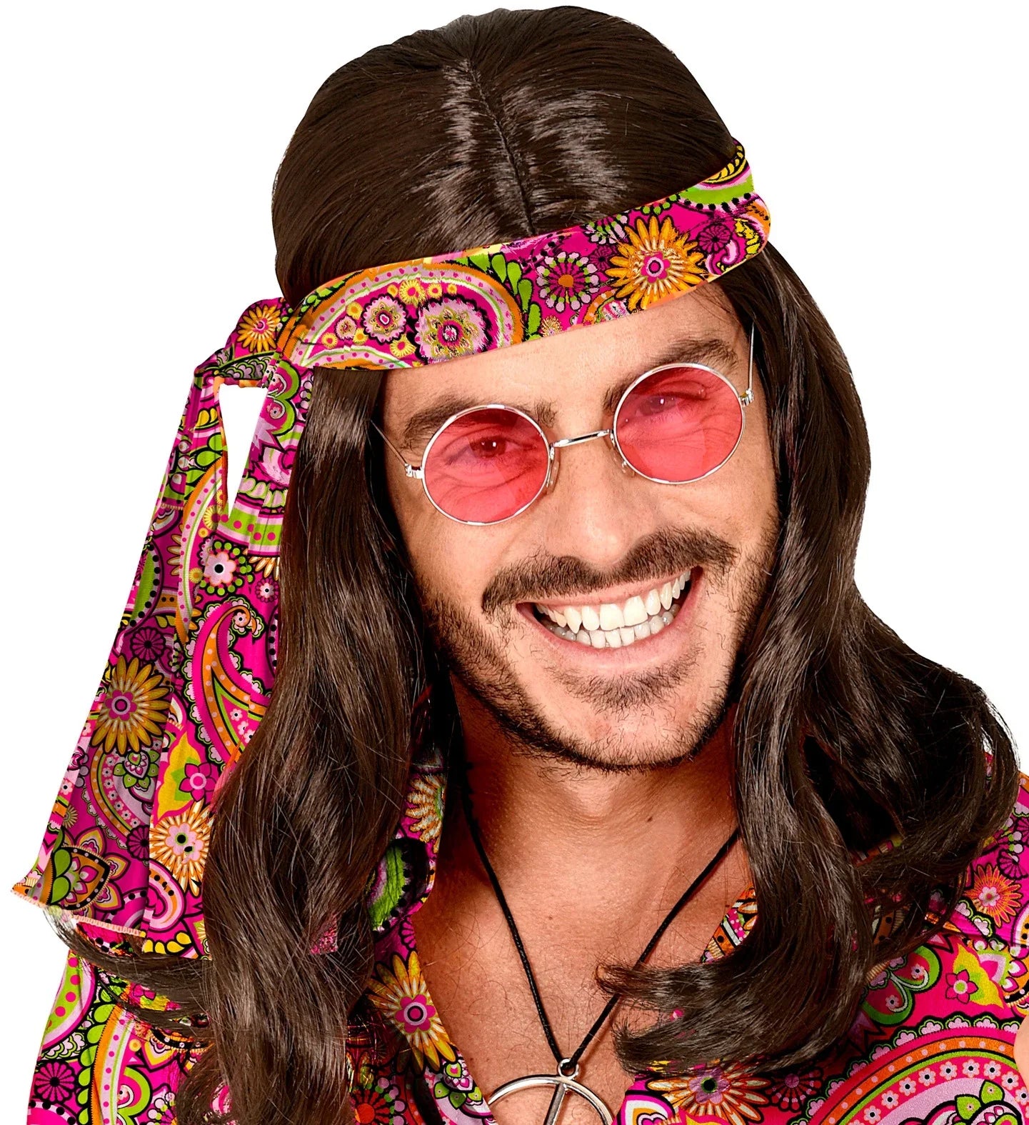 Cinta Hippie Años 60 con Estampado Paisley Rosa Complementos Hippies Widmann