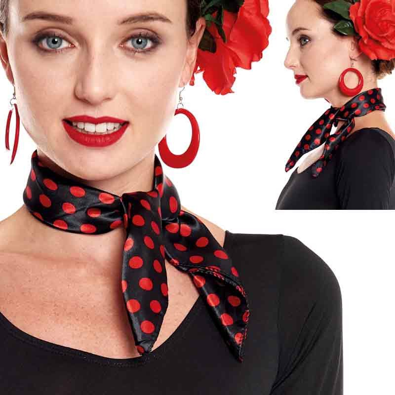 Pañuelo de Sevillana Negro con Lunares Rojos Sevillanas Partilandia