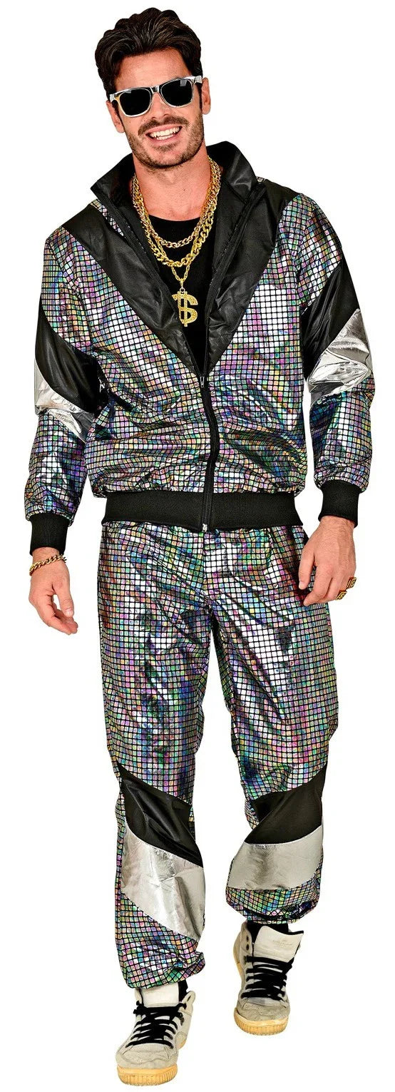 Disfraz Chándal Años 80 Reflectante para Adulto Chándales de Táctel Años 80 Widmann
