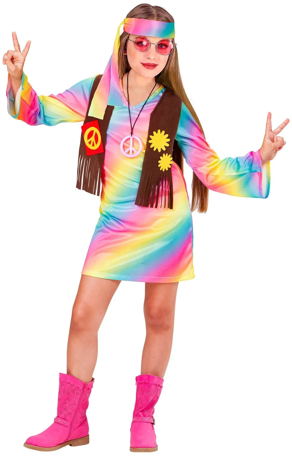 Disfraz de Hippie Multicolor para Niña INFANTILES Widmann