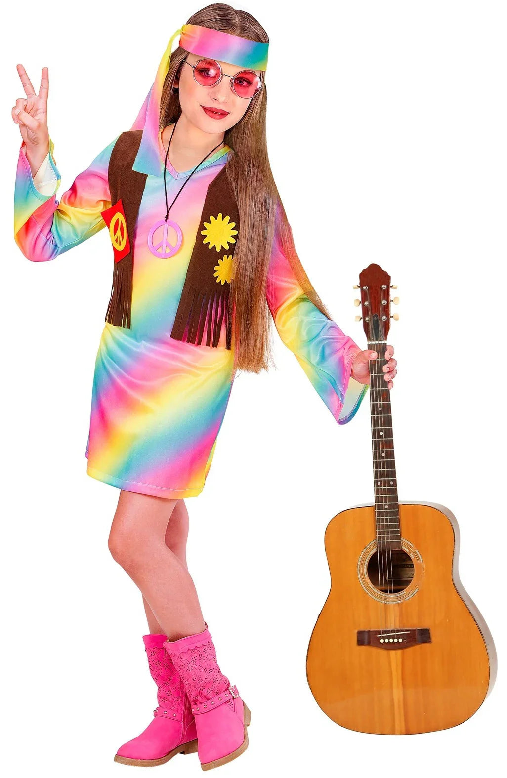 Disfraz de Hippie Multicolor para Niña INFANTILES Widmann