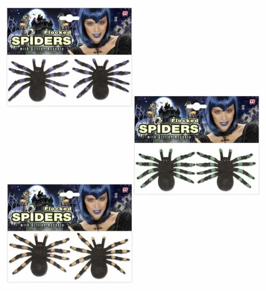 Arañas con brillos en colores Halloween Widmann