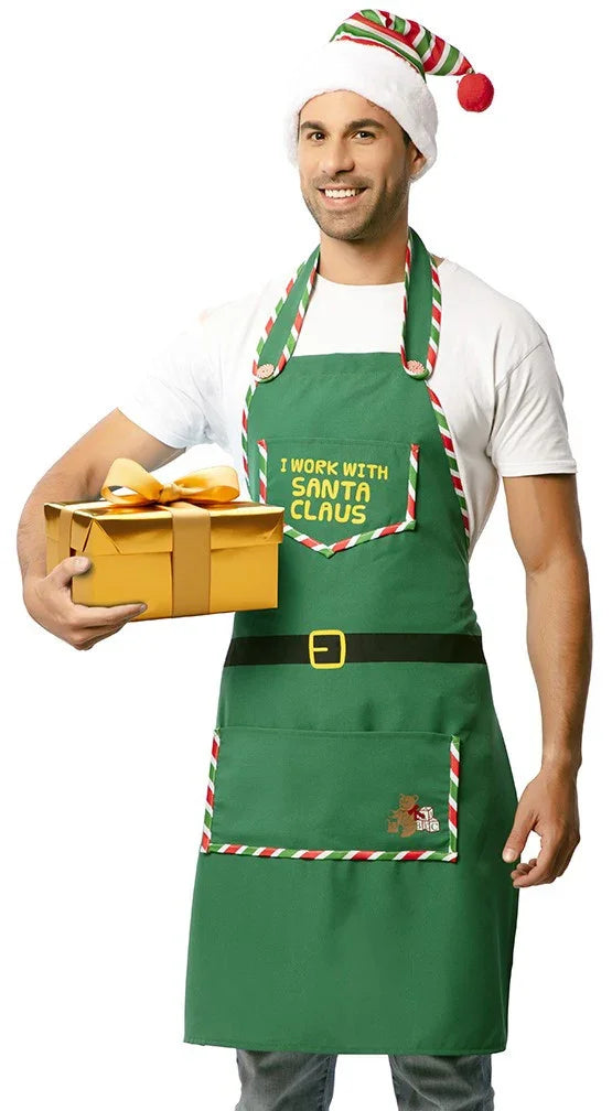 Delantal y Gorro de Elfo de Santa Claus para Adulto Elfos Navideños EuroCarnavales