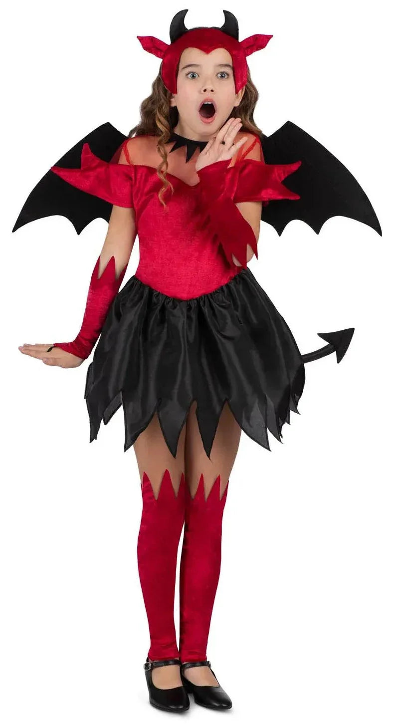 Disfraz de Demonia con Alas para Niña Demonios Viving