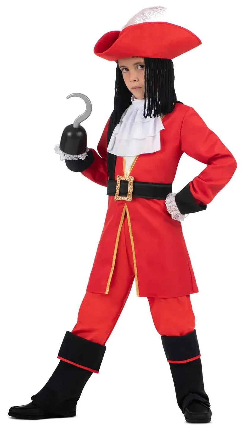 Disfraz de Capitán Garfio Rojo para Niño Capitán Garfio Viving