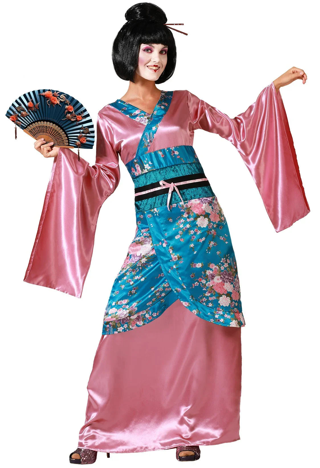 Disfraz de Geisha Rosa y Azul para Mujer Geishas Atosa