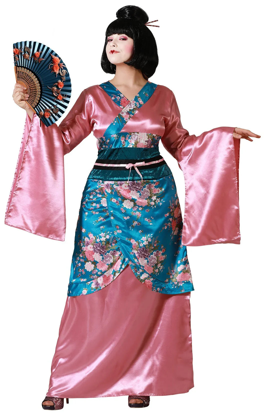 Disfraz de Geisha Rosa y Azul para Mujer Geishas Atosa