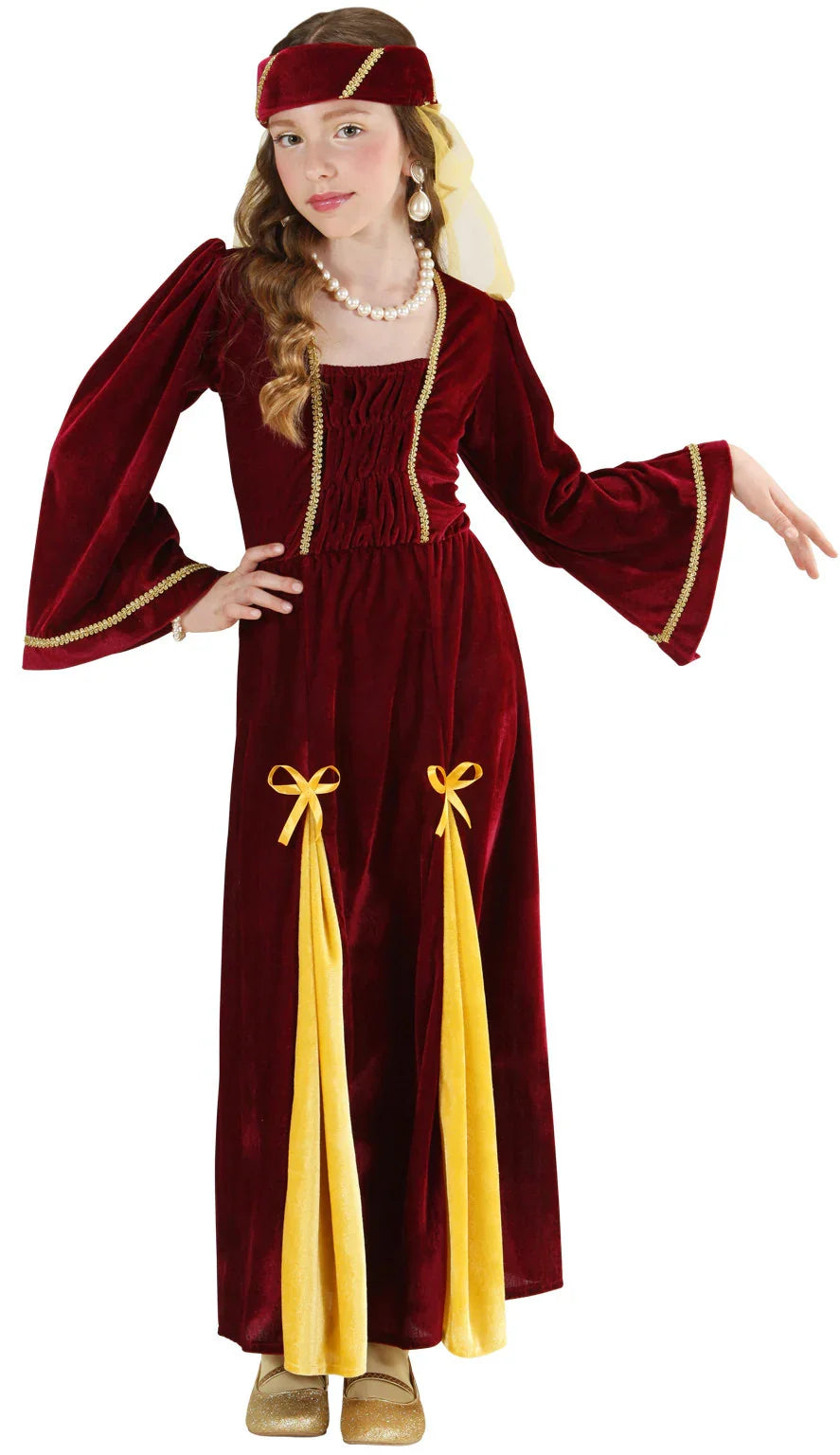 Disfraz de Reina Medieval Rojo para Niña Medieval Infantiles Widmann