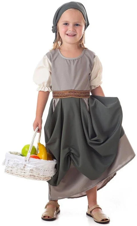Disfraz de Frutera Medieval para Niña Taberneras y Campesinas Medievales Llopis