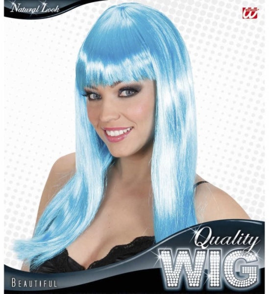Peluca Azul Celeste Lisa COMPLEMENTOS Widmann
