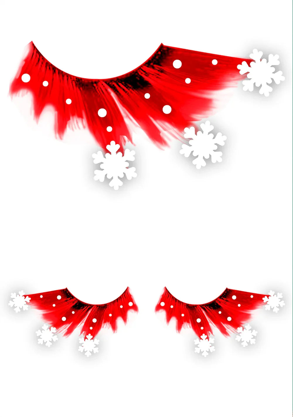 Pestañas Navideñas Rojas con Copos de Nieve y Pedrería Pestañas Guirca