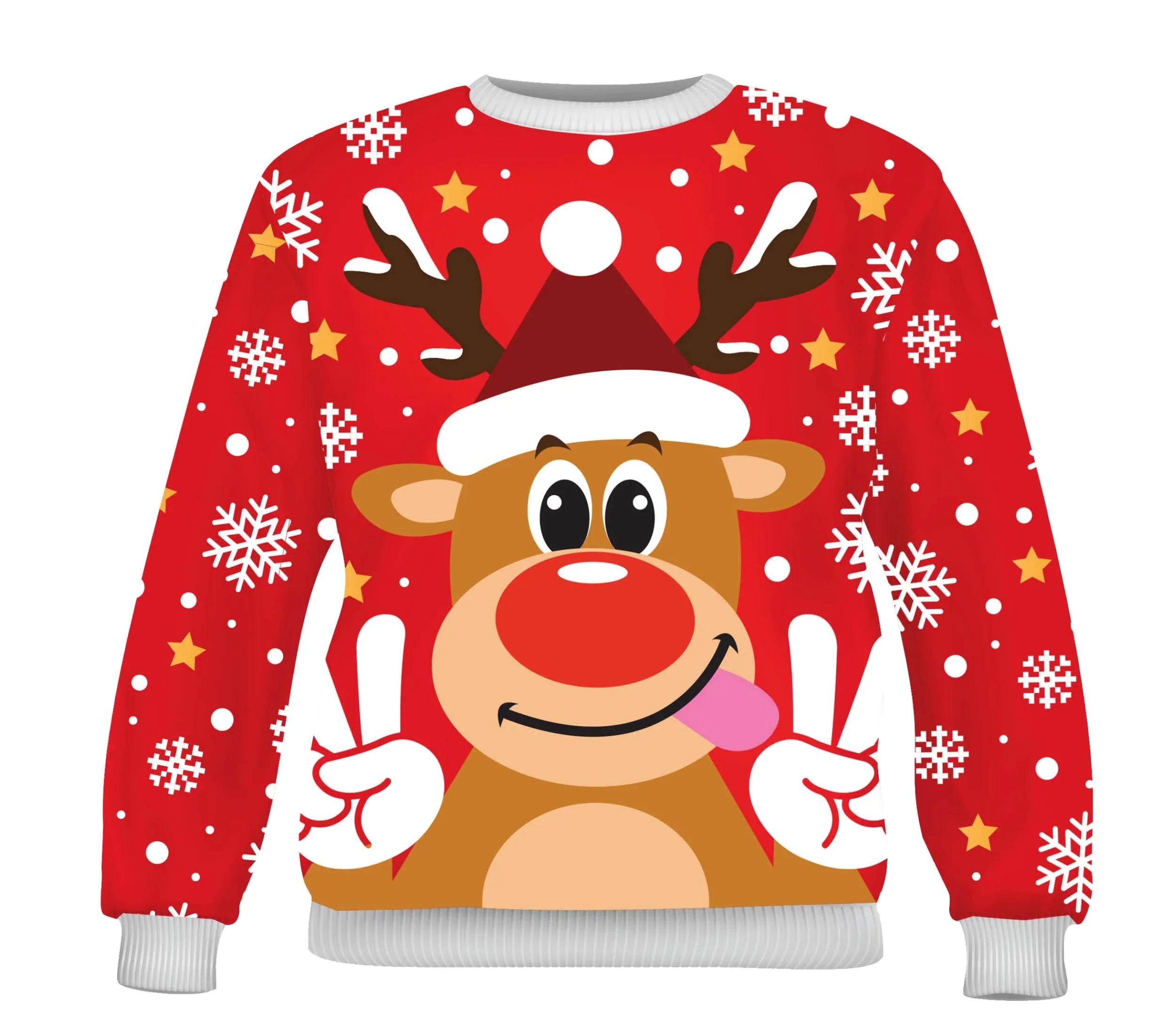 Jersey Reno Navideño Rojo para Mujer Jerseys Navideños Guirca