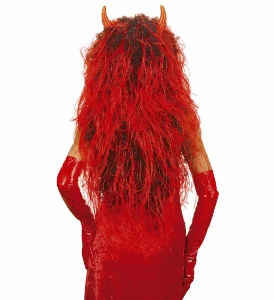Peluca de Diablesa con Cuernos Larga COMPLEMENTOS Widmann
