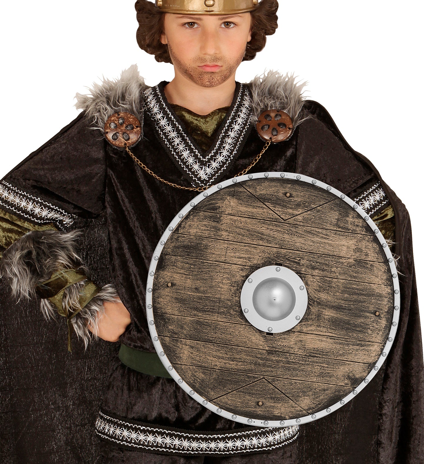Escudo Vikingo Redondo Efecto Madera Complementos Vikingos Guirca
