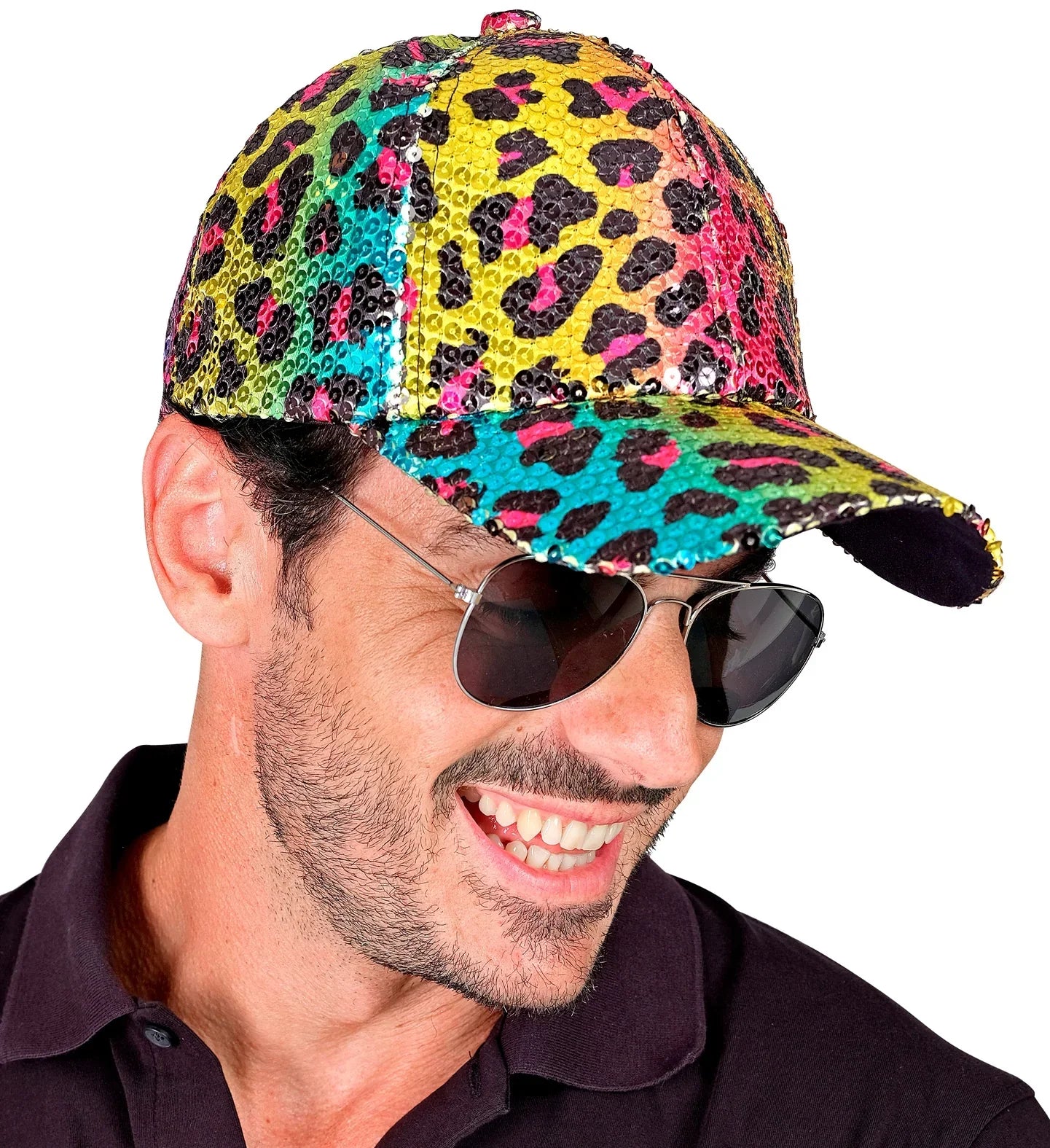 Gorra de Lentejuelas Multicolor Estampado de Leopardo Sombreros y Gorros Widmann