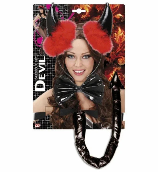 Set de cuernos, rabo y pajarita en negro COMPLEMENTOS Widmann