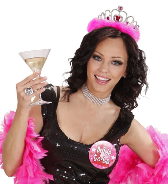 Tiara plata con marabú fucsia COMPLEMENTOS Widmann