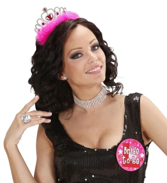 Tiara plata con marabú fucsia COMPLEMENTOS Widmann