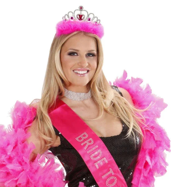 Tiara plata con marabú fucsia COMPLEMENTOS Widmann