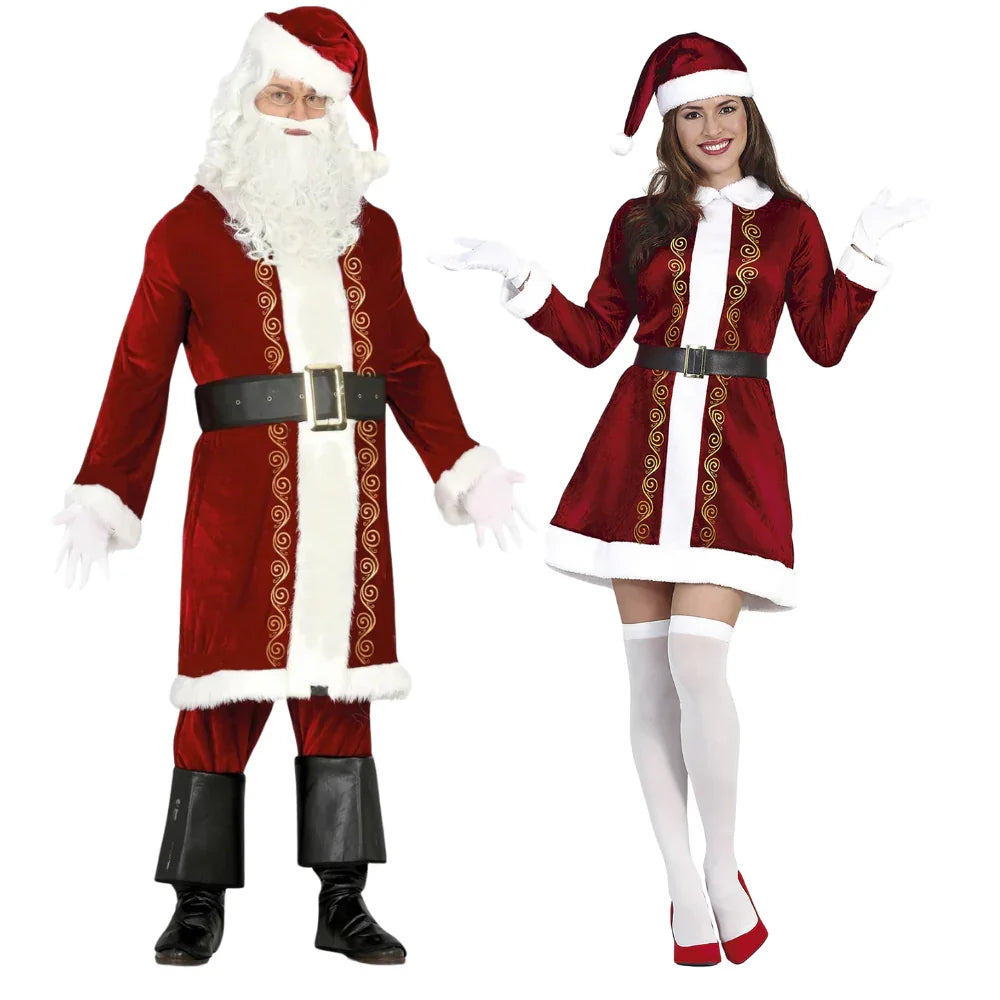 Disfraces en Pareja de Papá y Mamá Noel Terciopelo Papa Noel y Mama Noel Disfraces Simon