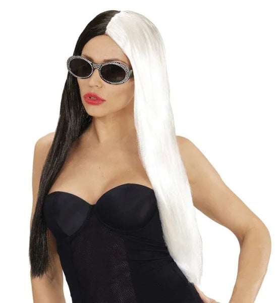 Peluca Bicolor - Negro y Blanco COMPLEMENTOS Widmann