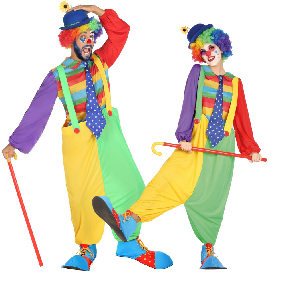 Disfraces en Pareja de Payasos Multicolor Payaso Disfraces Simon