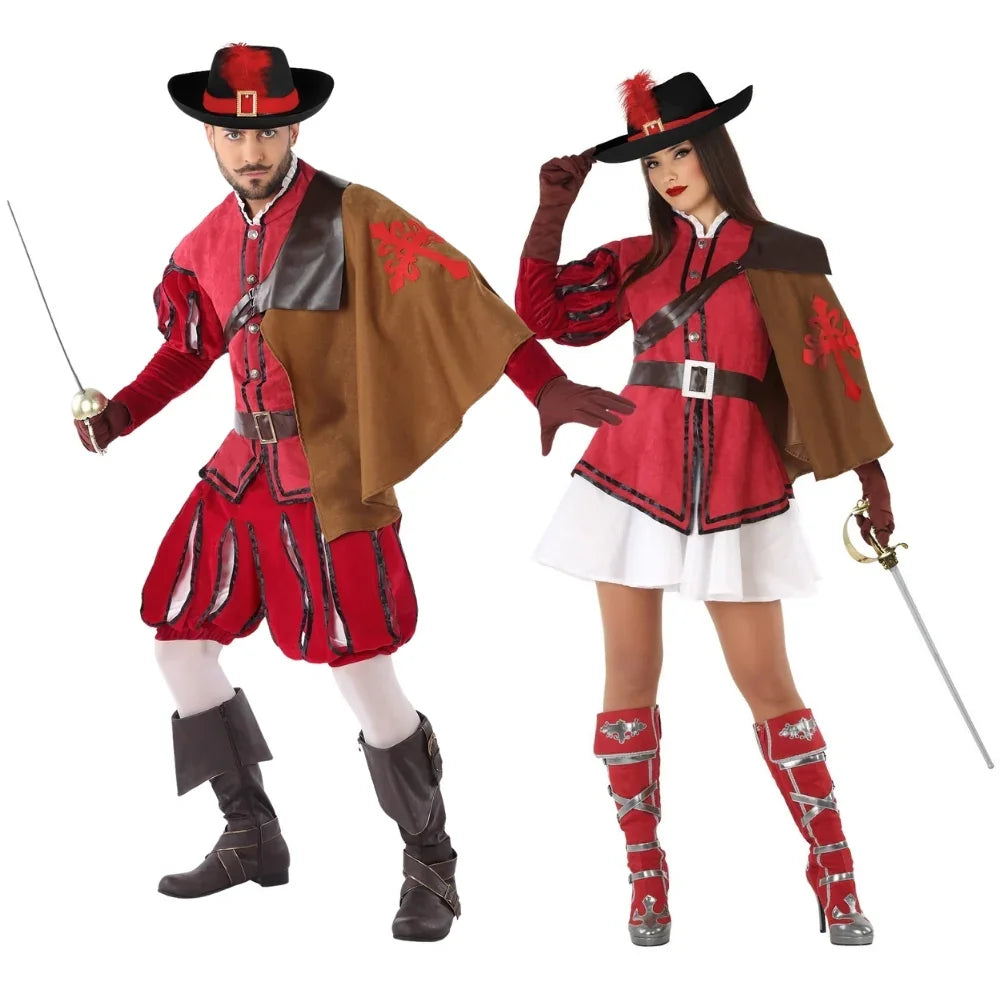 Disfraces en Pareja de Mosqueteros Rojos Mosqueteros Disfraces Simon