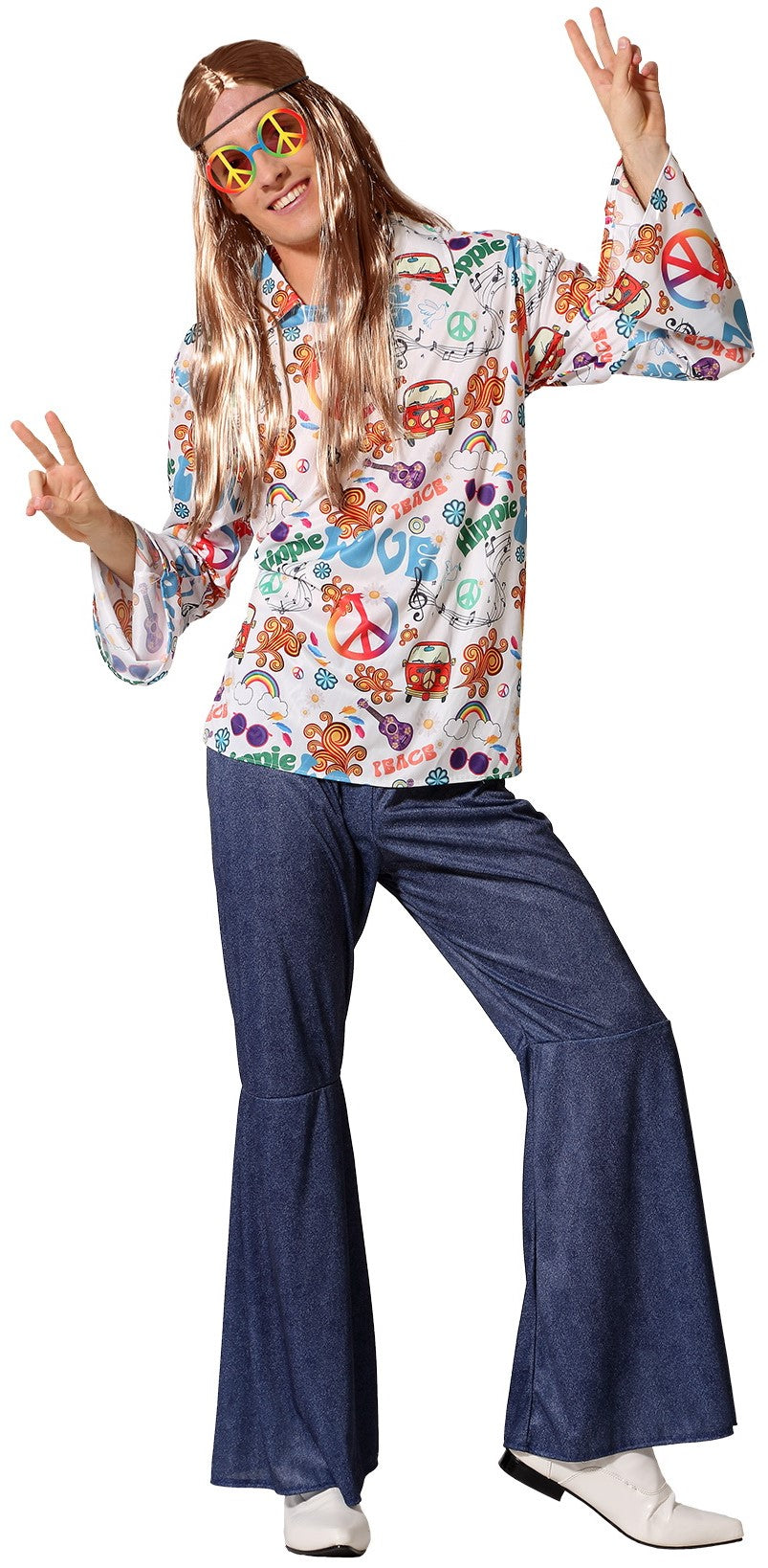 Disfraces en Pareja de Hippies Jeans Estampados Hippies Disfraces Simon
