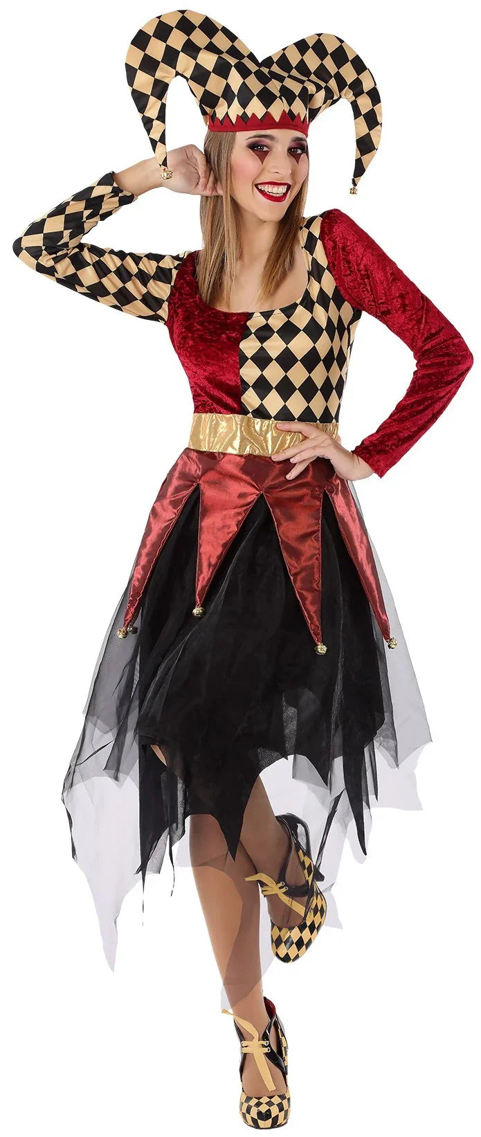 Disfraces en Pareja de Arlequines Dorados y Rojos Arlequines y Bufones Disfraces Simon