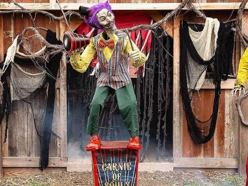 Presentador de Circo Siniestro con Movimiento, Luz y Sonido Decoración Halloween Palmer