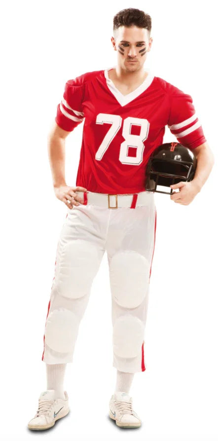 Disfraz de Jugador de Rugby Rojo para Hombre Deportes y Animadoras Viving