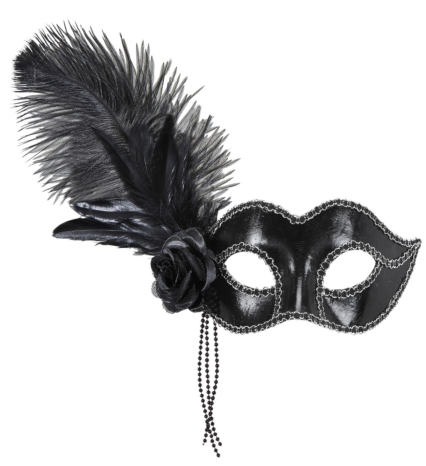 Antifaz negro con flor y plumas Antifaces Widmann