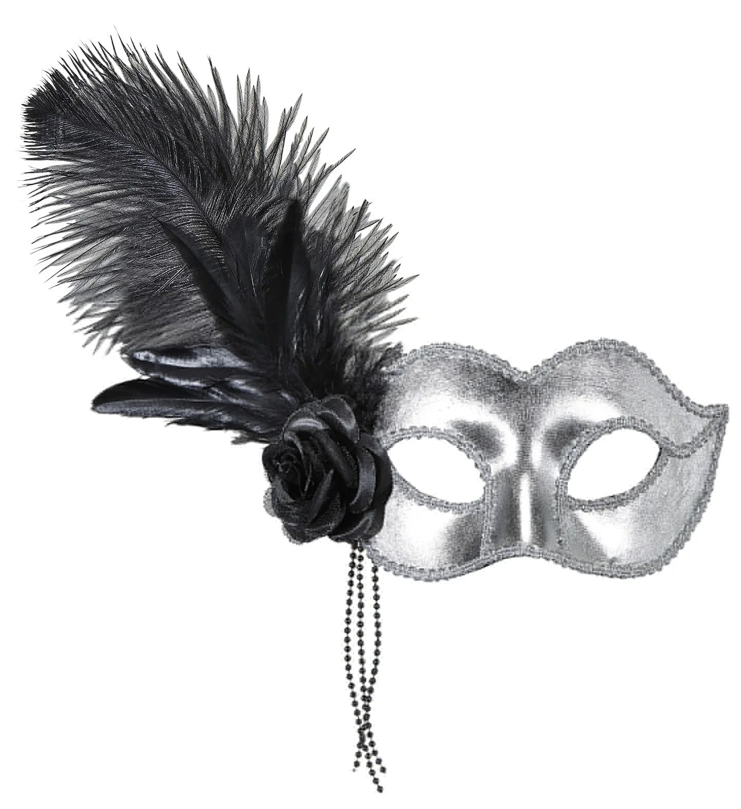 Antifaz plateado con flor y plumas Antifaces Widmann