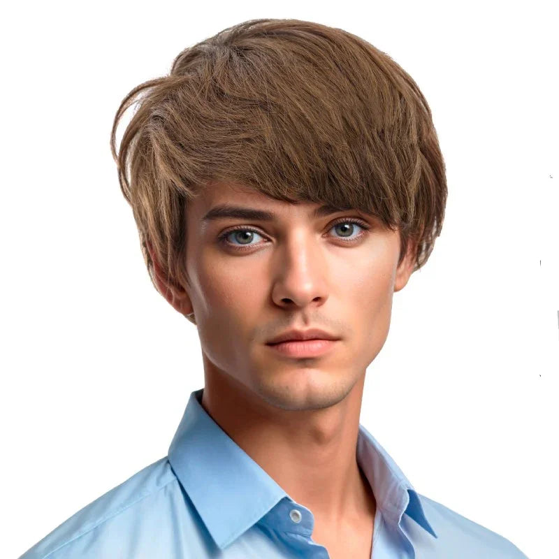 Peluca Castaña Corta Lisa de Hombre Pelucas Castañas Partilandia