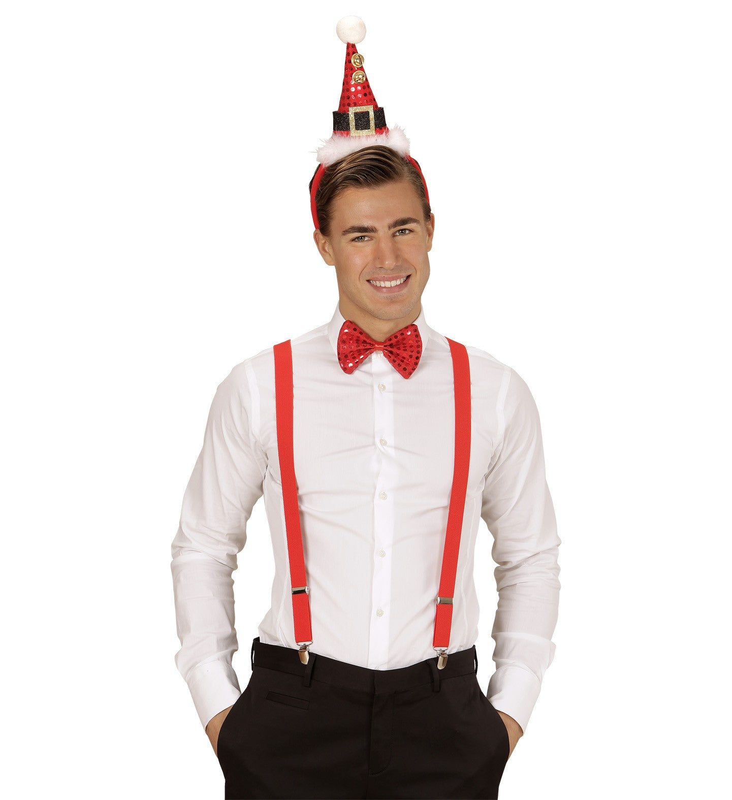 Mini Sombrero Papa Noel con pajarita y cascabeles Navidad Widmann