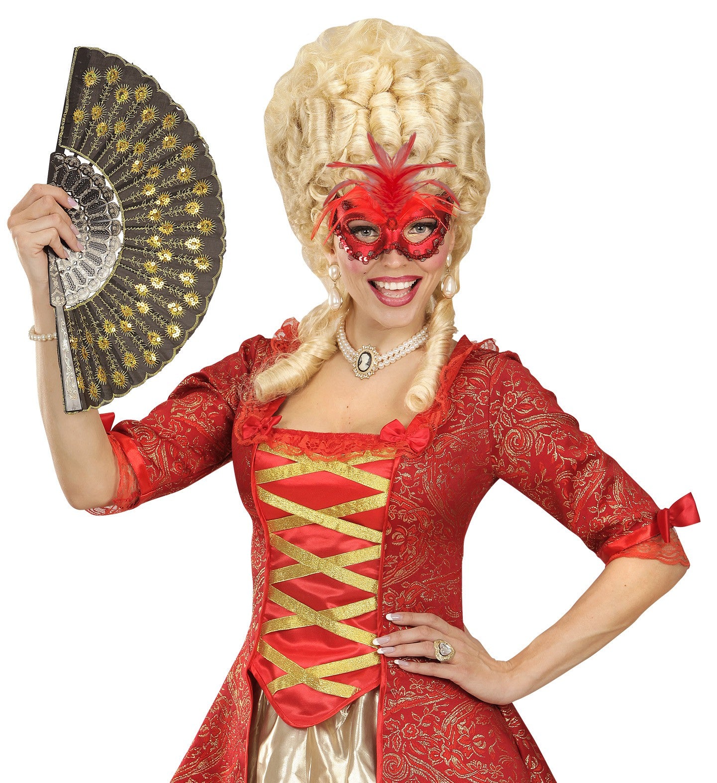 Antifaz Rojo con Plumas Antifaces Widmann
