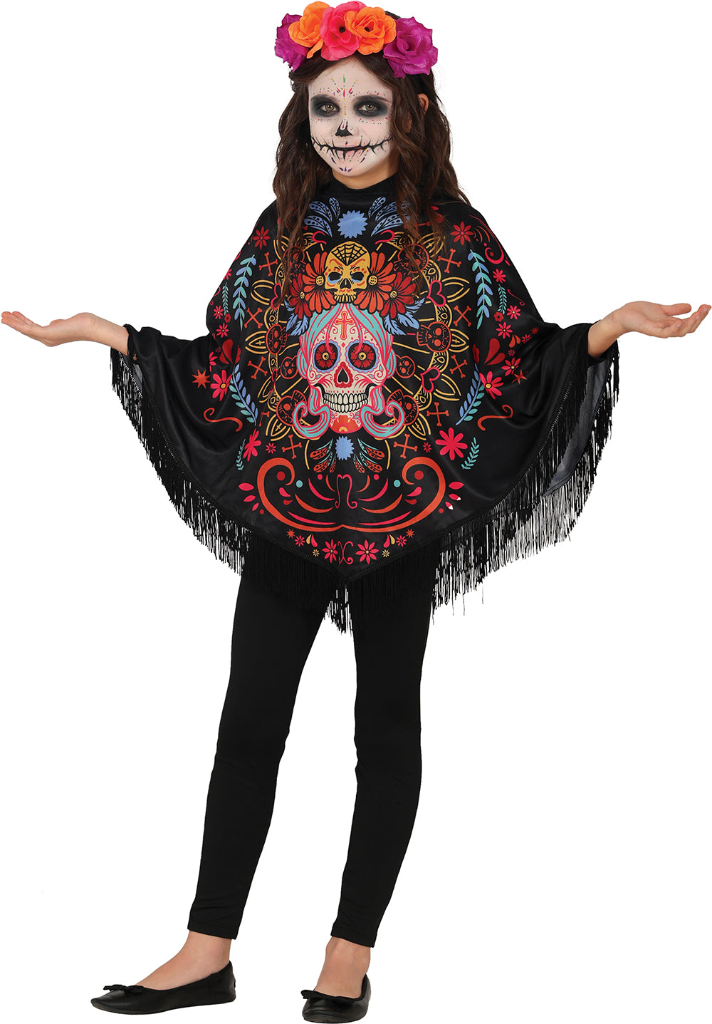 Poncho de Catrina Muerte Mexicana Infantil Comprar Online