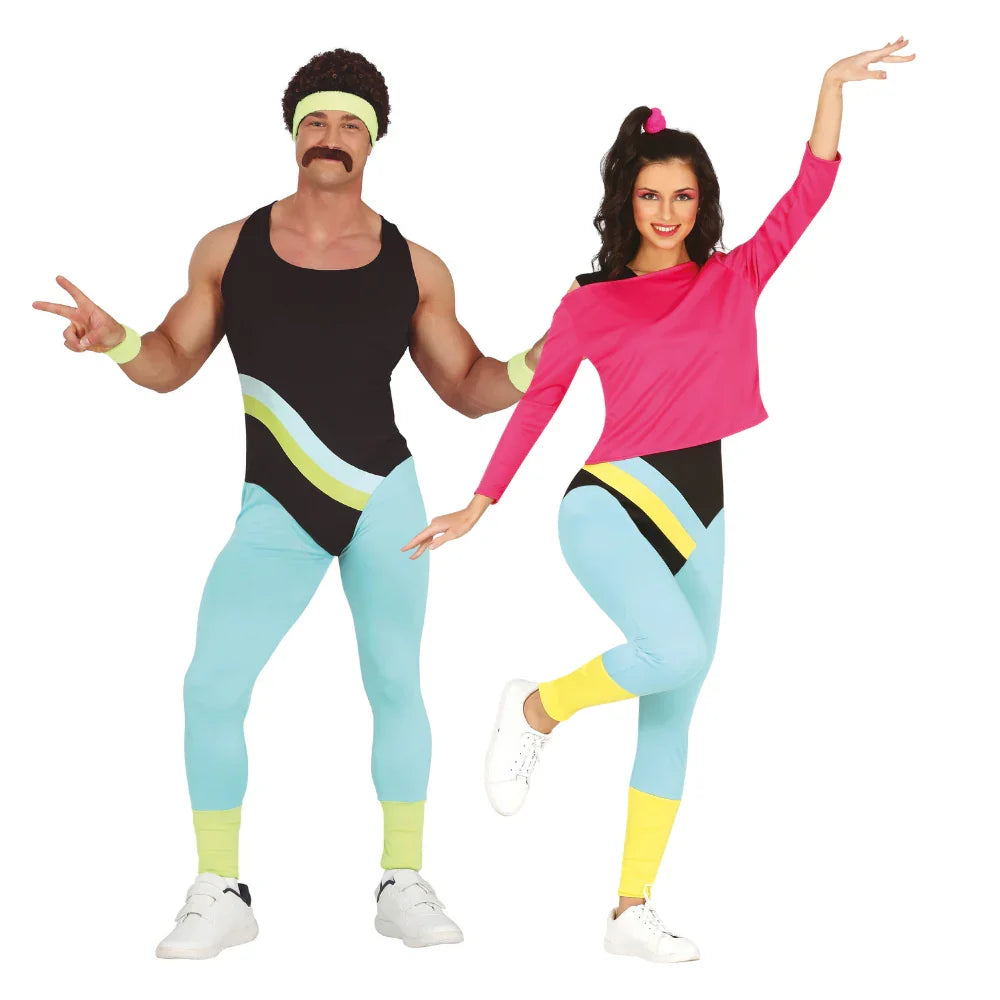 Disfraces en Pareja de Gimnastas Años 80 Gimnastas de Aeróbic Años 80 Disfraces Simon