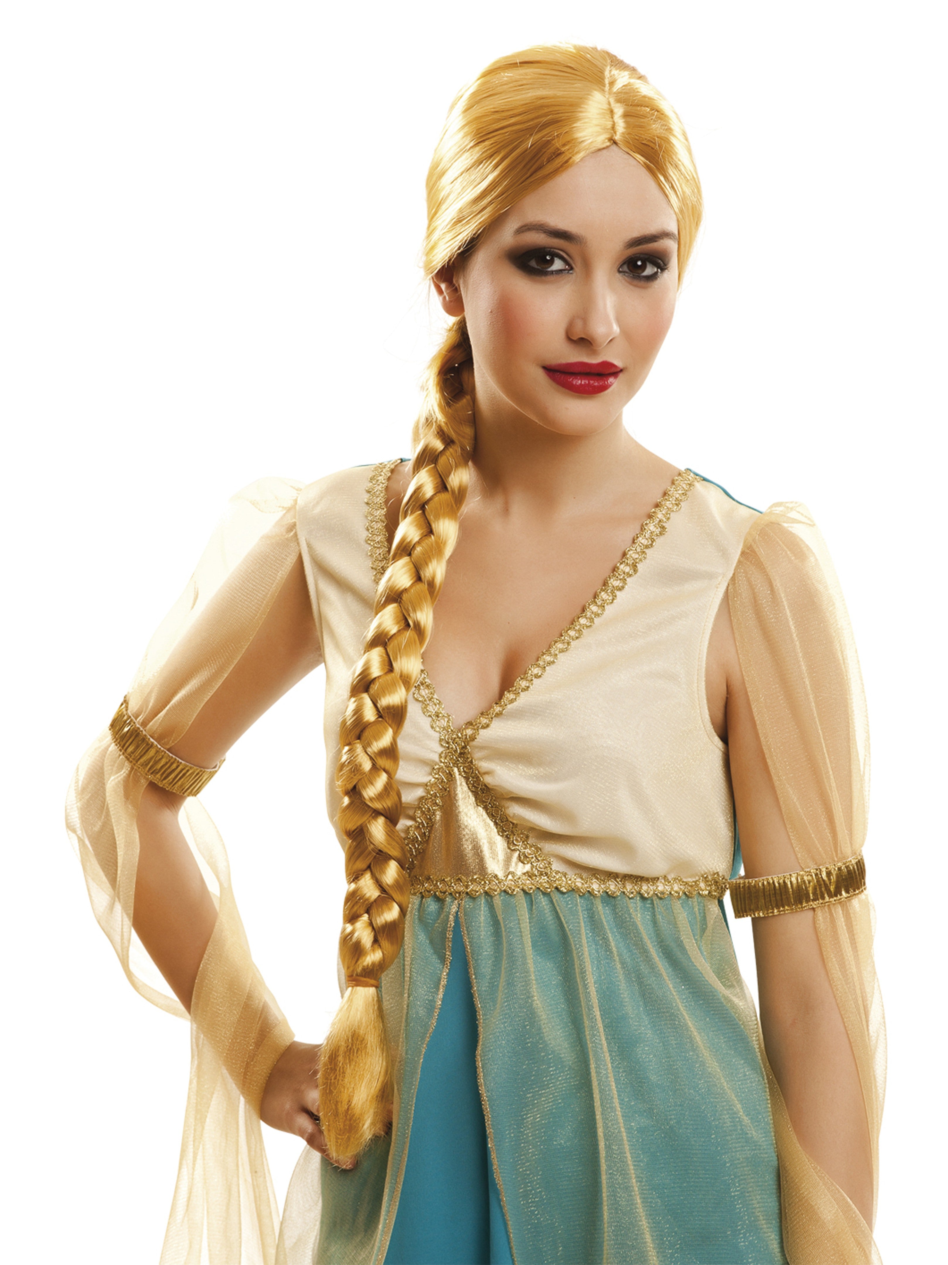 Peluca Medieval Rubia con Trenza Pelucas Viving