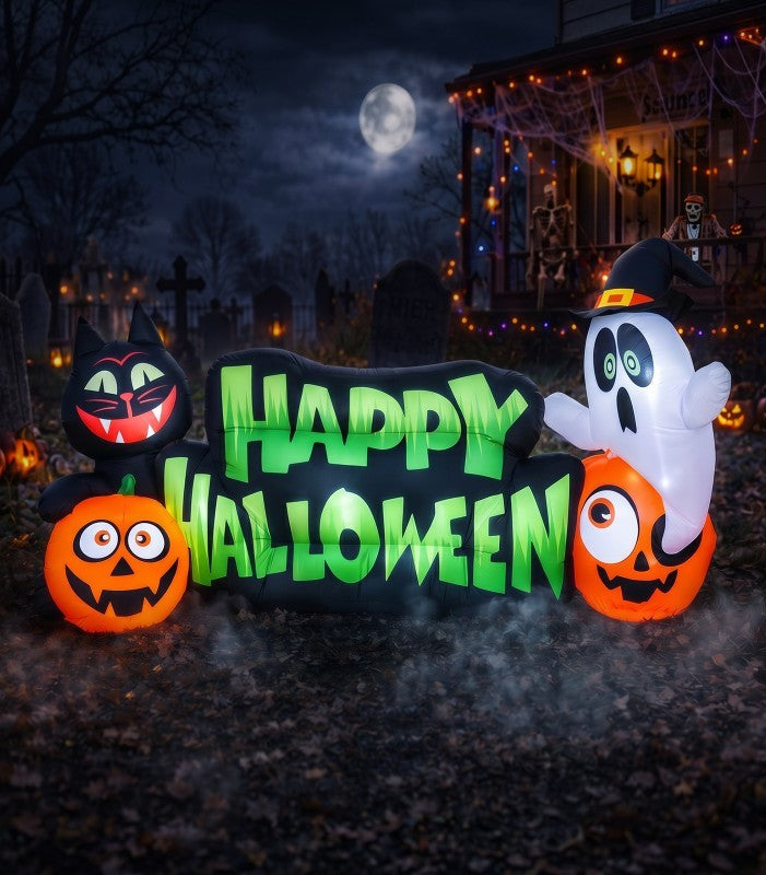 Letrero Hinchable "Happy Halloween" con Luz de 240x68x96