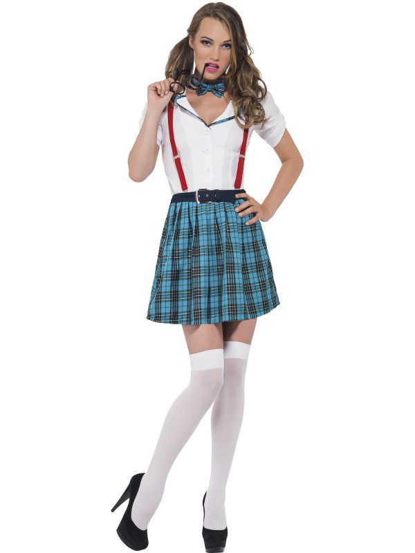 Disfraz de Colegiala Sexy Azul Despedidas Smiffys