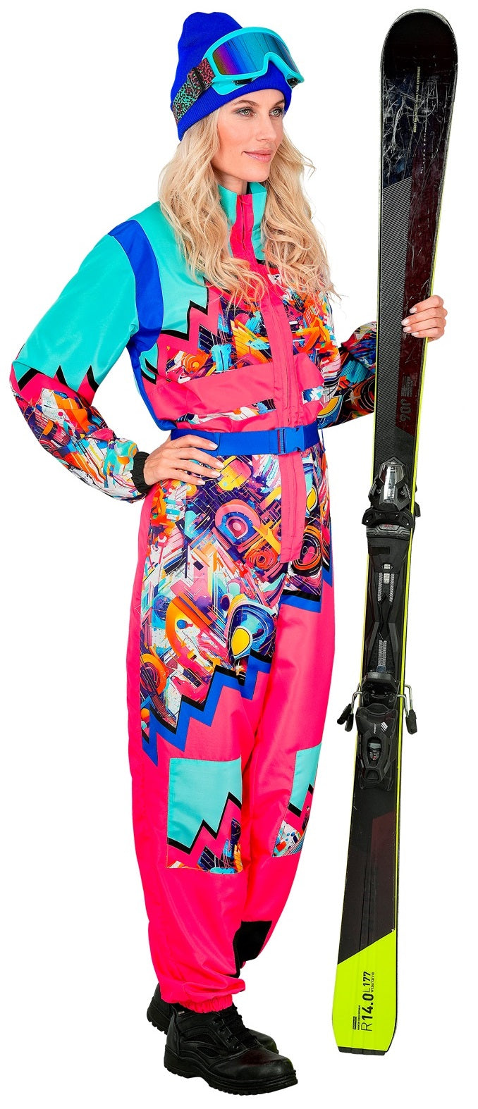 Disfraces en Pareja de Esquiador Rosa y Azul Neón