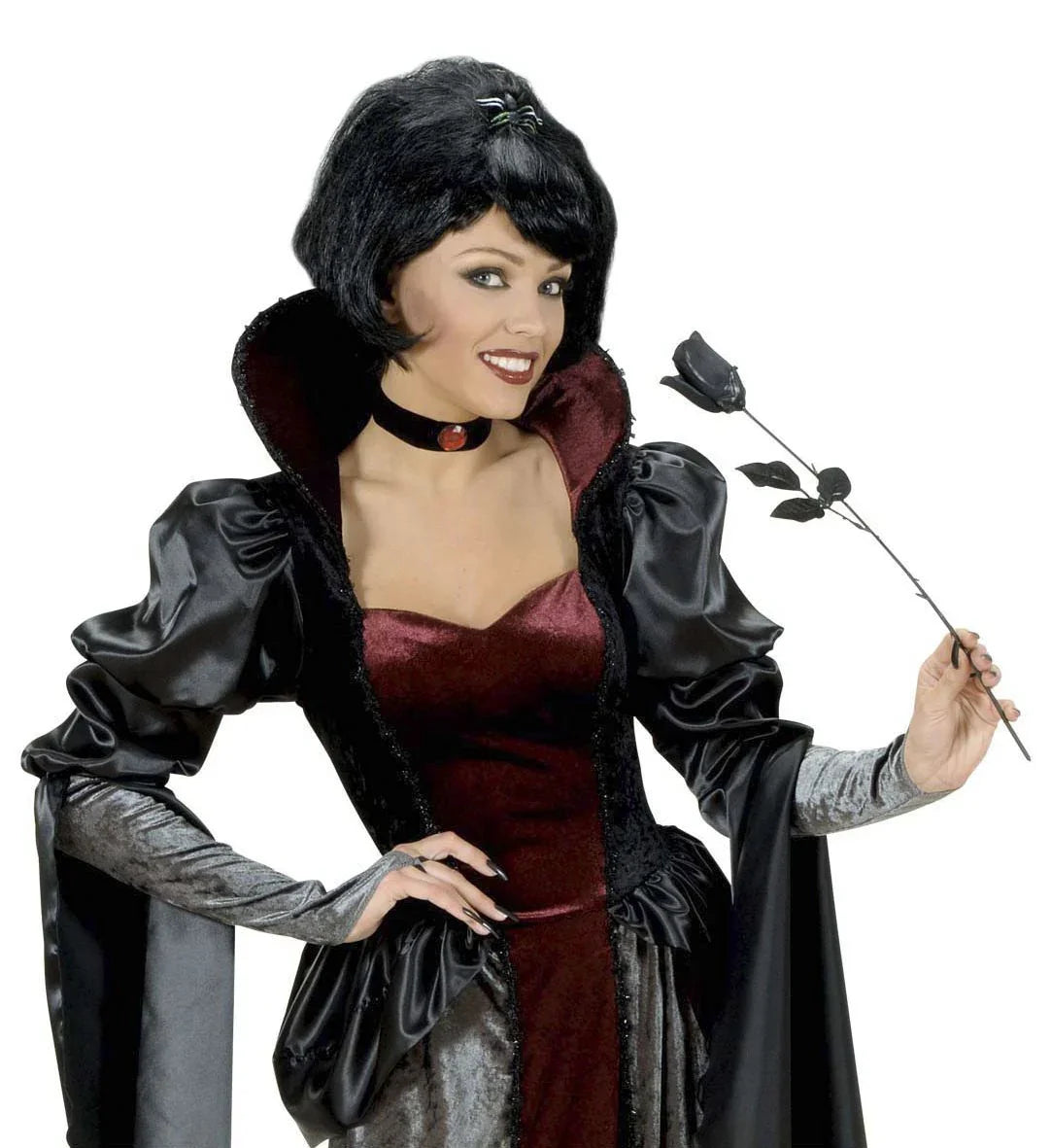 Rosa Negra de Tela con tallo Flores Widmann