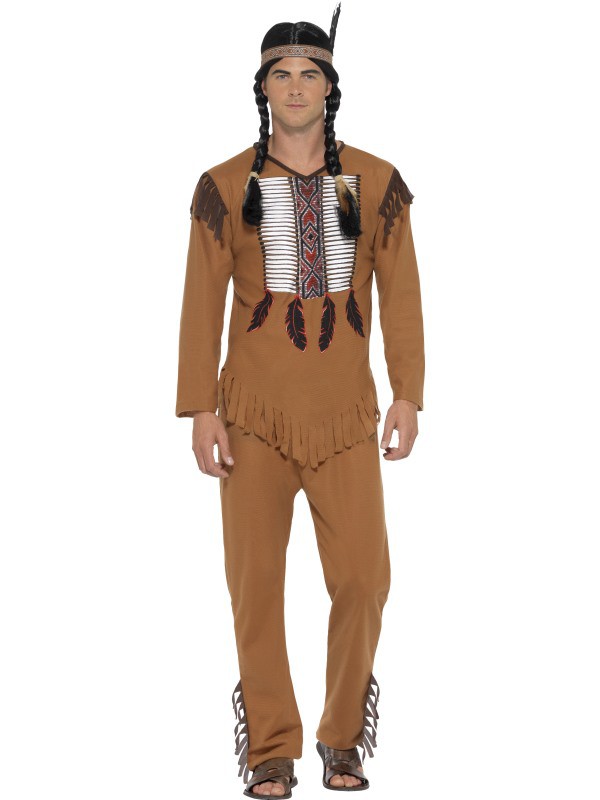 Disfraz de Indio Marrón Claro para Hombre Indios y Vaqueros Smiffys