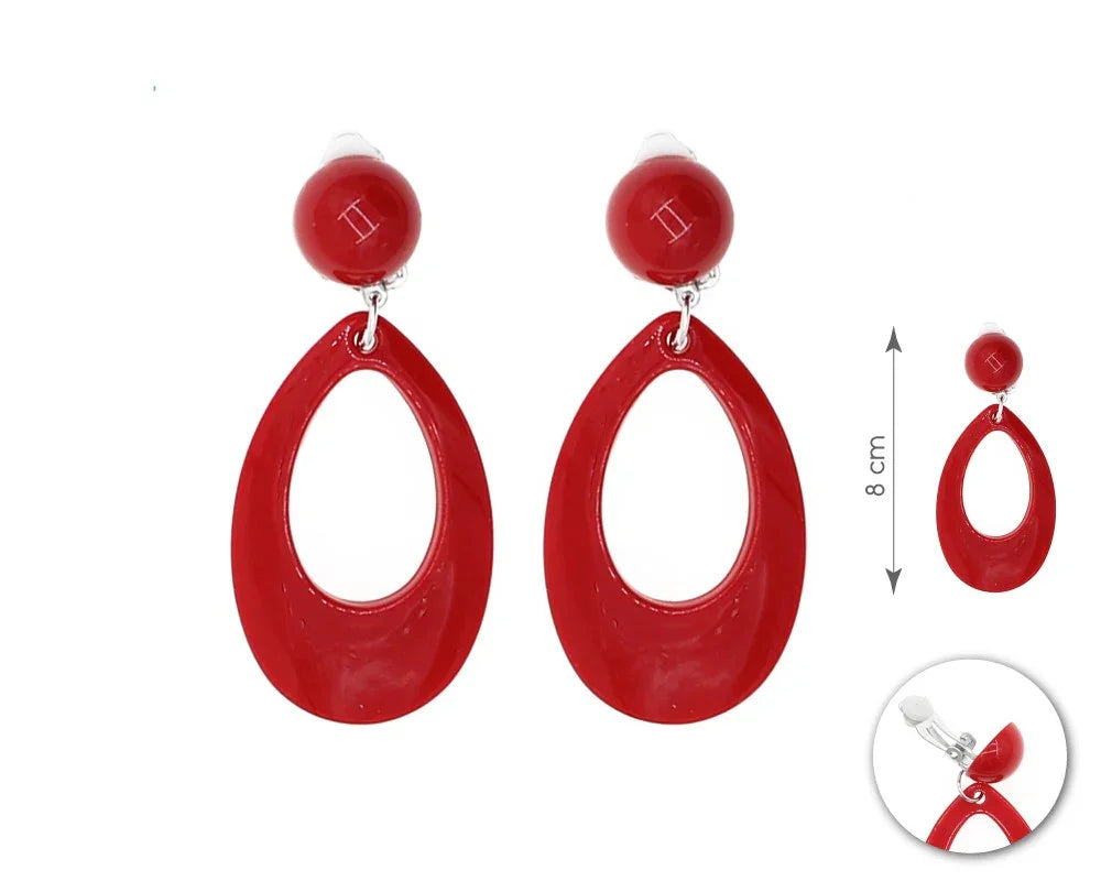 Pendientes de Flamenca Rojos Ovalados Sevillanas Partilandia