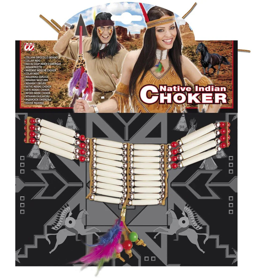 Collar Indio con plumas Joyas y Bisutería Widmann