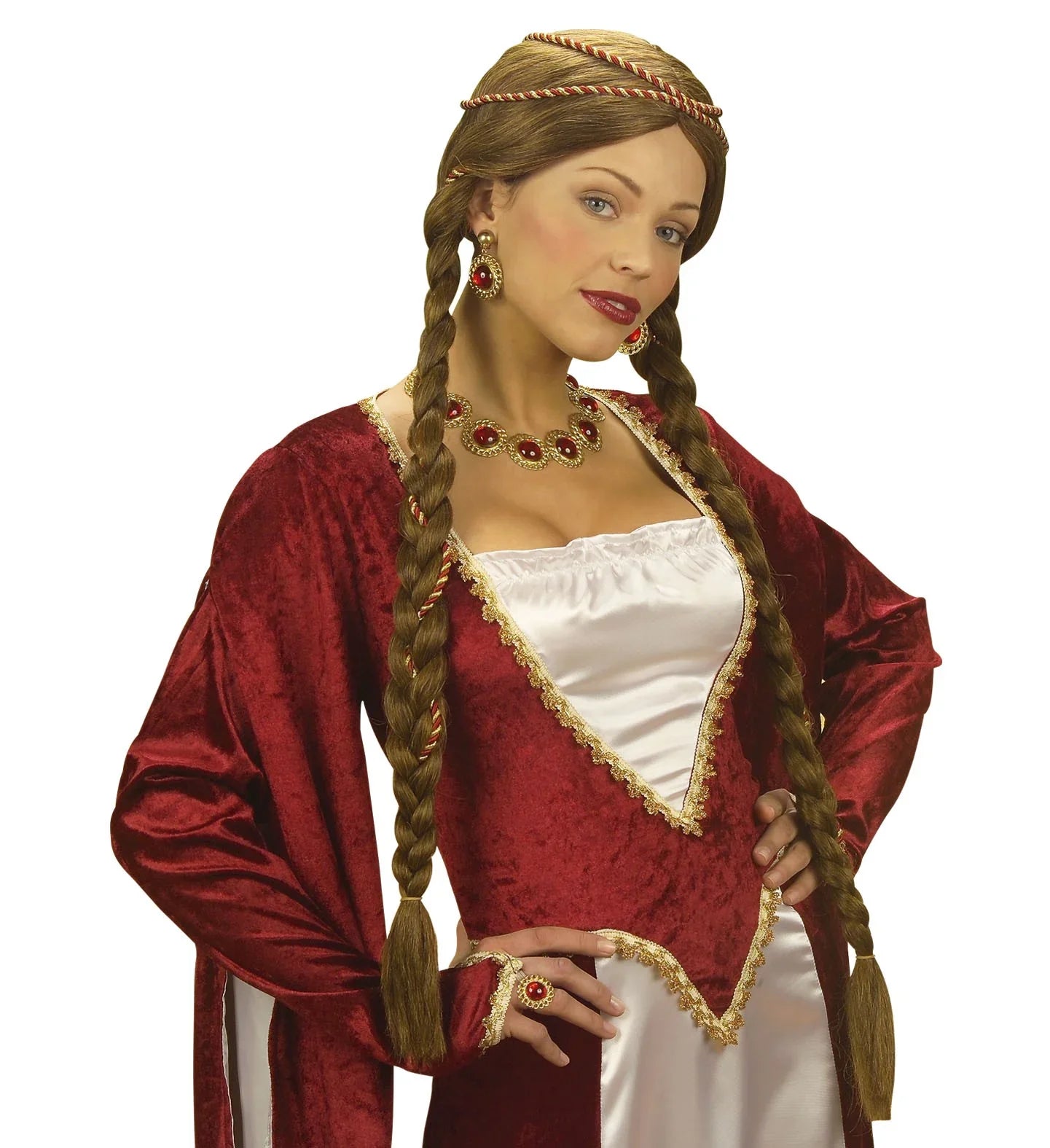 Peluca Medieval Castaña con Trenzas Pelucas Widmann