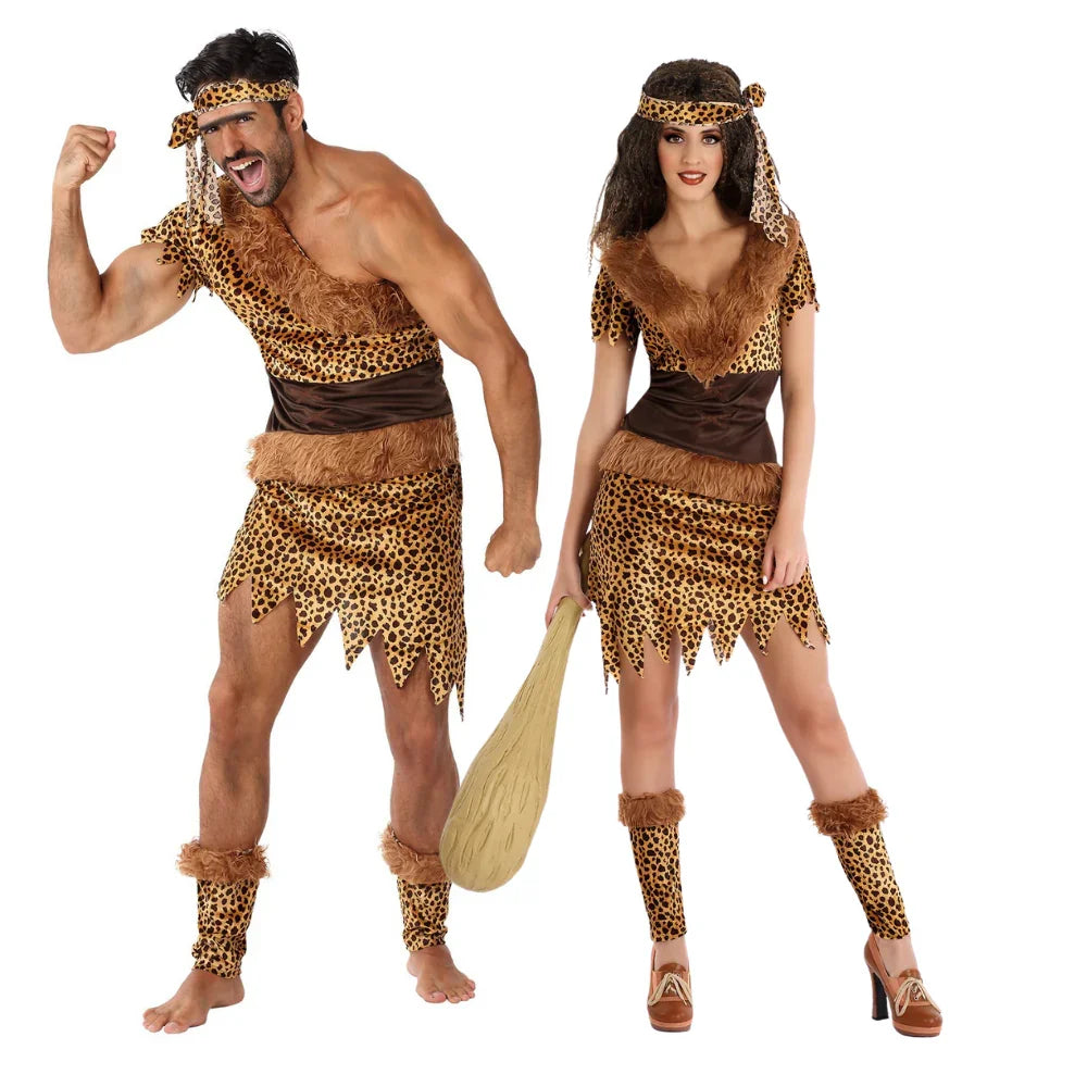 Disfraces en Pareja de Trogloditas con Pieles Trogloditas y Cavernícola Disfraces Simon