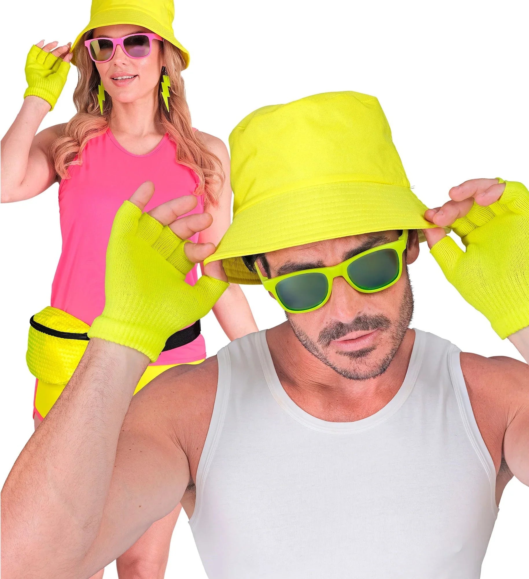 Guantes sin Dedos Abrigados Amarillo Neón Guantes Widmann